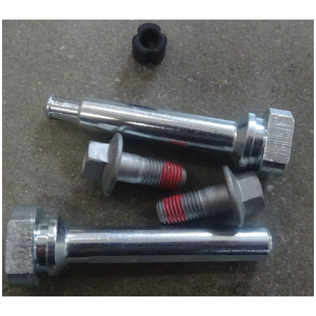 Front brake pin and locking bolt assembly